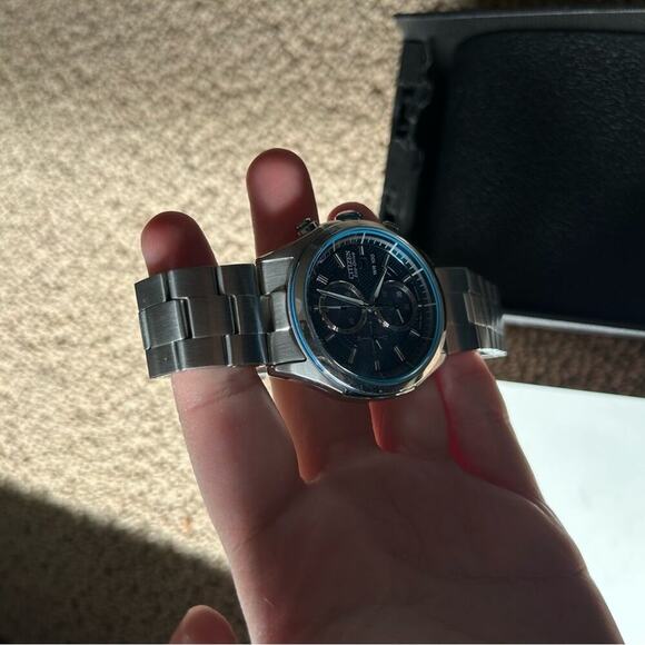 Citizen Eco-Drive Blue Chronograph Watch CA0430-54M - Picture 9 of 12